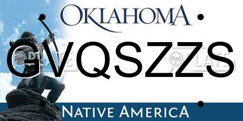 GVQSZZS Oklahoma License Plate