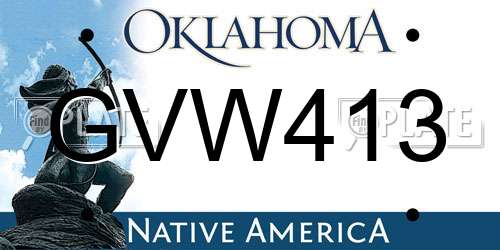GVW413 Oklahoma License Plate