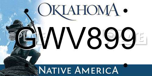 GWV899 Oklahoma License Plate
