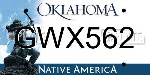 GWX562 Oklahoma License Plate
