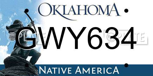 GWY634 Oklahoma License Plate