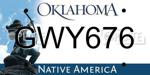 GWY676 Oklahoma License Plate
