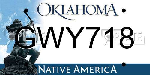 GWY718 Oklahoma License Plate