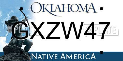 GXZW47 Oklahoma License Plate