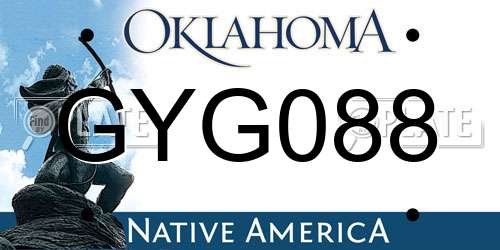 GYG088 Oklahoma License Plate