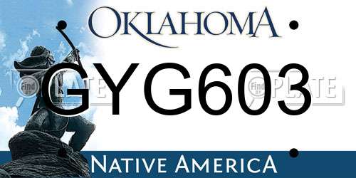 GYG603 Oklahoma License Plate