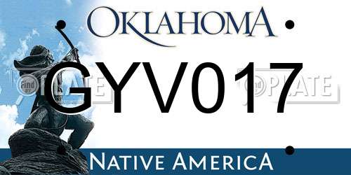 GYV017 Oklahoma License Plate