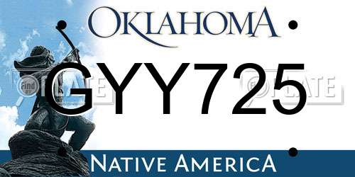 GYY725 Oklahoma License Plate