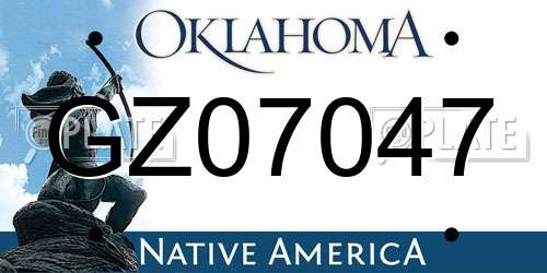 GZ07047 Oklahoma License Plate