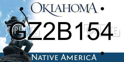 GZ2B154 Oklahoma License Plate