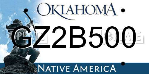 GZ2B500 Oklahoma License Plate
