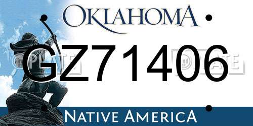 GZ71406 Oklahoma License Plate