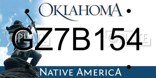 GZ7B154 Oklahoma License Plate
