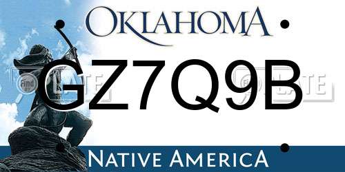 GZ7Q9B Oklahoma License Plate