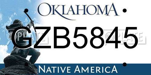 GZB5845 Oklahoma License Plate