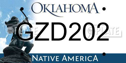 GZD202 Oklahoma License Plate
