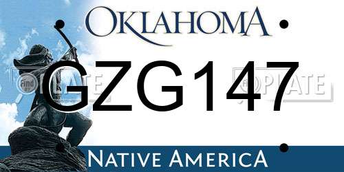 GZG147 Oklahoma License Plate