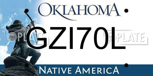 GZI70L Oklahoma License Plate