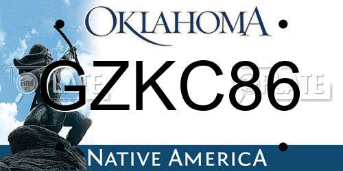 GZKC86 Oklahoma License Plate