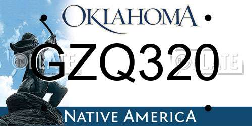 GZQ320 Oklahoma License Plate