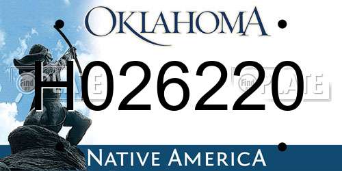 H026220 Oklahoma License Plate