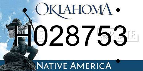 H028753 Oklahoma License Plate