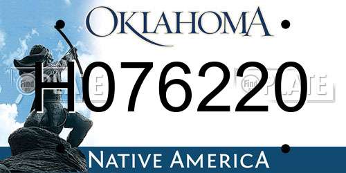 H076220 Oklahoma License Plate