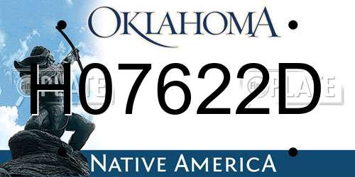 H07622D Oklahoma License Plate