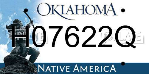 H07622Q Oklahoma License Plate