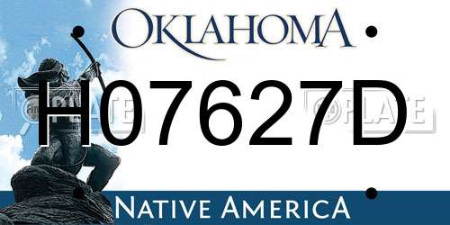 H07627D Oklahoma License Plate