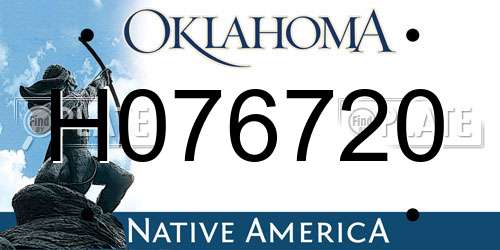 H076720 Oklahoma License Plate