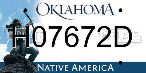 H07672D Oklahoma License Plate