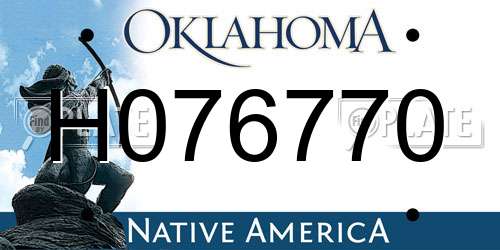 H076770 Oklahoma License Plate