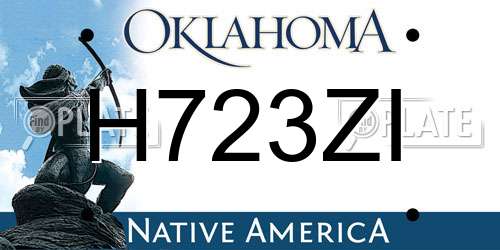 H723ZI Oklahoma License Plate