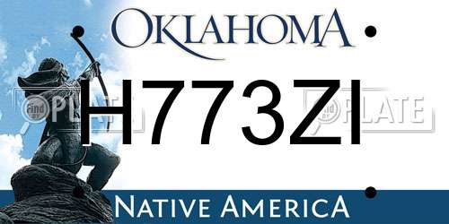 H773ZI Oklahoma License Plate