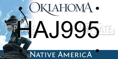HAJ995 Oklahoma License Plate