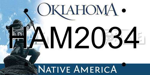 HAM2034 Oklahoma License Plate