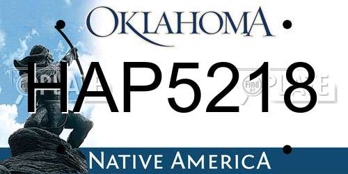 HAP5218 Oklahoma License Plate