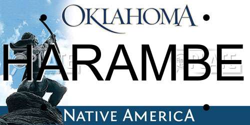 HARAMBE Oklahoma License Plate