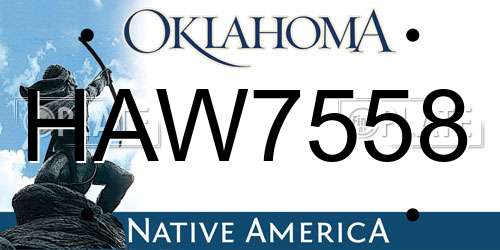 HAW7558 Oklahoma License Plate