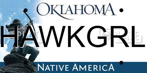 HAWKGRL Oklahoma License Plate