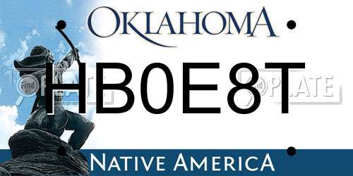 HB0E8T Oklahoma License Plate