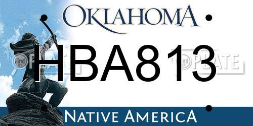 HBA813 Oklahoma License Plate