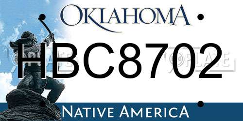 HBC8702 Oklahoma License Plate