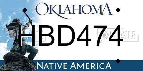 HBD474 Oklahoma License Plate
