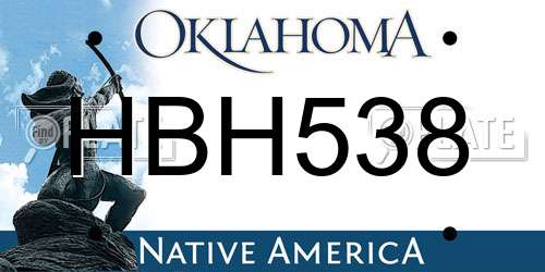 HBH538 Oklahoma License Plate