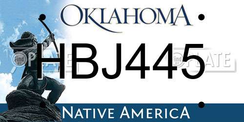 HBJ445 Oklahoma License Plate