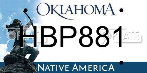 HBP881 Oklahoma License Plate