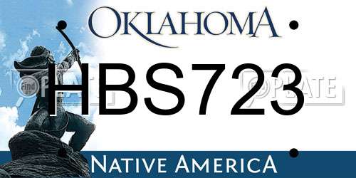 HBS723 Oklahoma License Plate