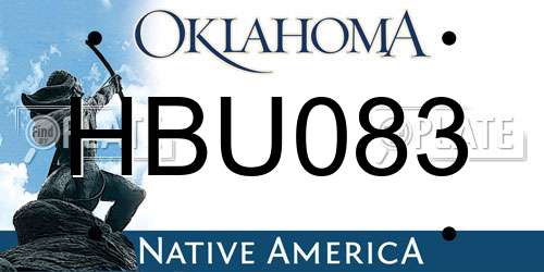 HBU083 Oklahoma License Plate